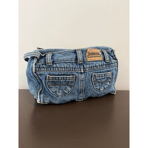Vintage Sunrise Records Denim Clutch Wristlet Cosmetic Bag One Size Blue